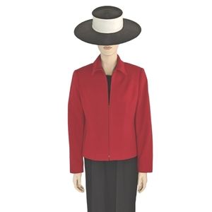 Lipstick Red Wool Conrad C Zip-Front Blazer Size 10